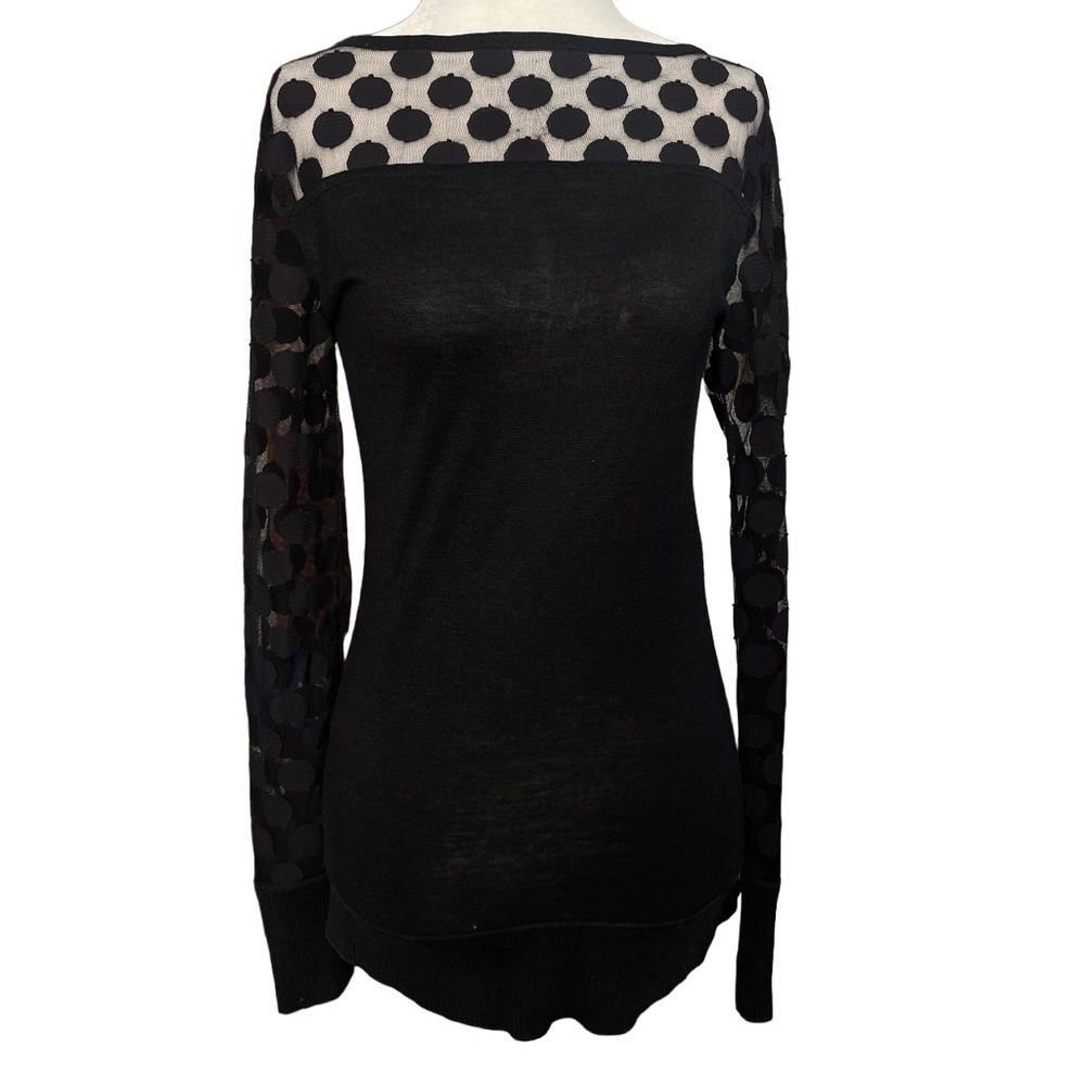 Diane Von Furstenberg Silk Black Long Sleeve Sheer Sweater